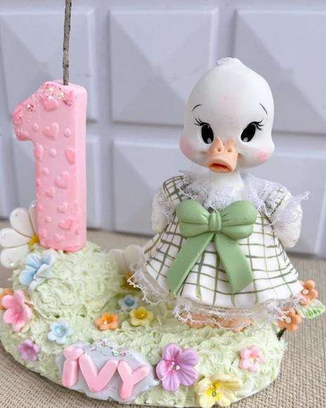 Topo de Bolo Vela Patinha Biscuit Personalizado Luxo
