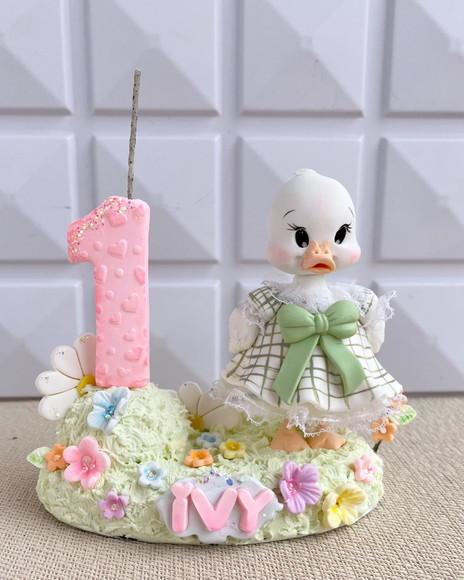 Topo de Bolo Vela Patinha Biscuit Personalizado Luxo