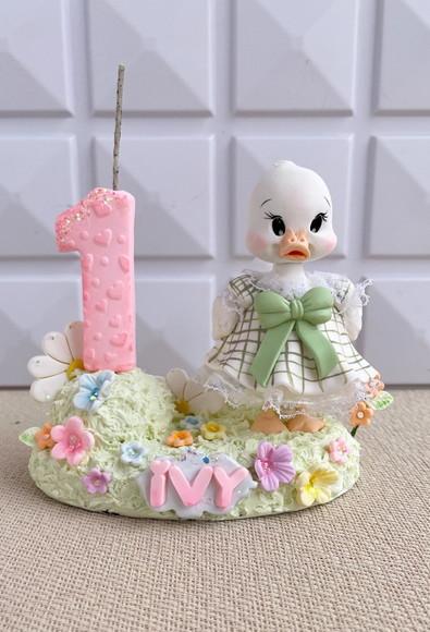 Topo de Bolo Vela Patinha Biscuit Personalizado Luxo
