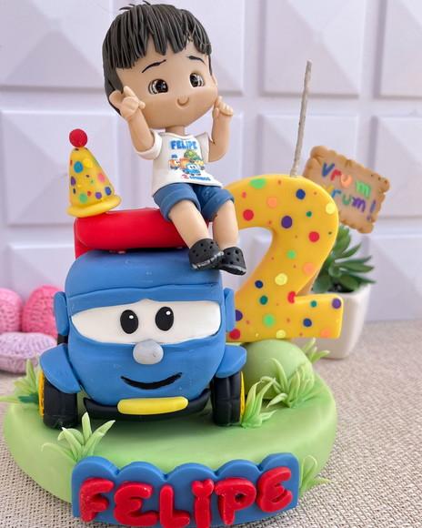 Topo Léo Caminhão Biscuit Personalizado Nome Idade