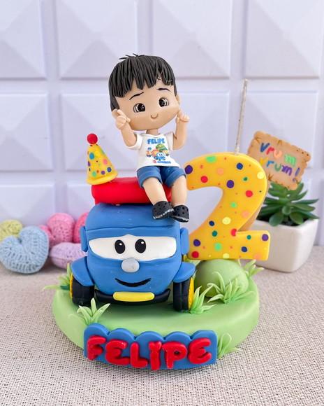 Topo Léo Caminhão Biscuit Personalizado Nome Idade