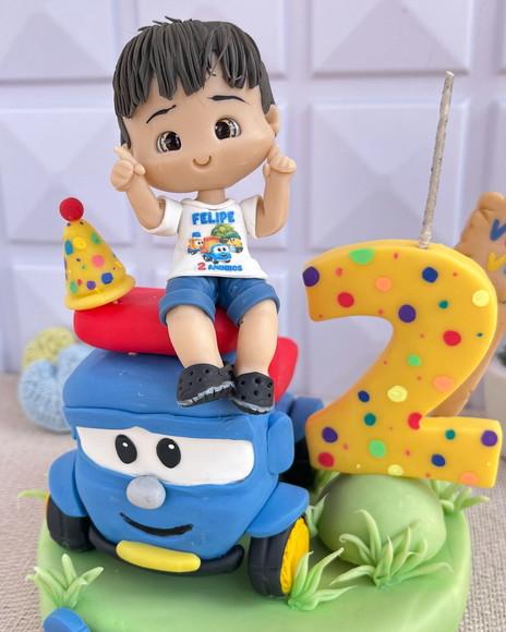 Topo Léo Caminhão Biscuit Personalizado Nome Idade