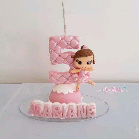 Vela Bailarina Biscuit Personalizada Nome Idade