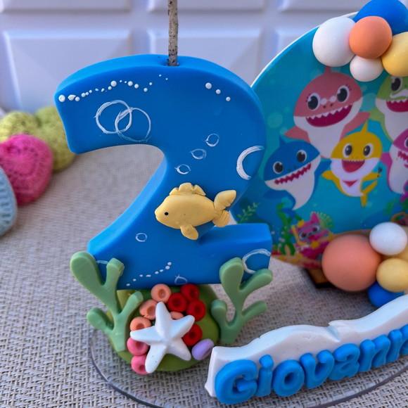 Vela Cenário Baby Shark Personalizada ? com Nome e Idade