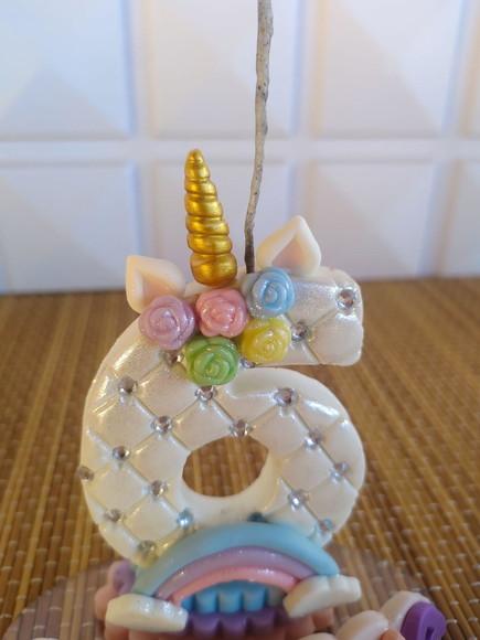 Vela Unicórnio | Topo de Bolo Unicornio | Vela de Biscuit