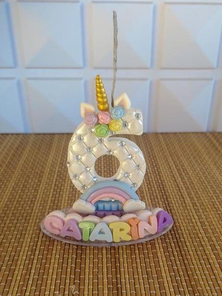 Vela Unicórnio | Topo de Bolo Unicornio | Vela de Biscuit
