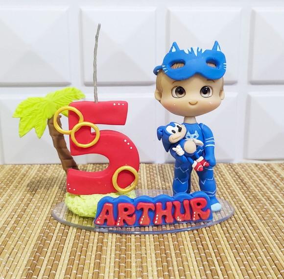 Vela Sonic Personalizada em Biscuit