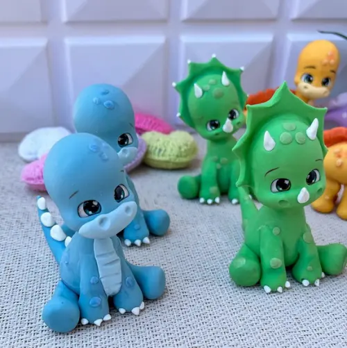 Apliques Dinossauros Baby em Biscuit