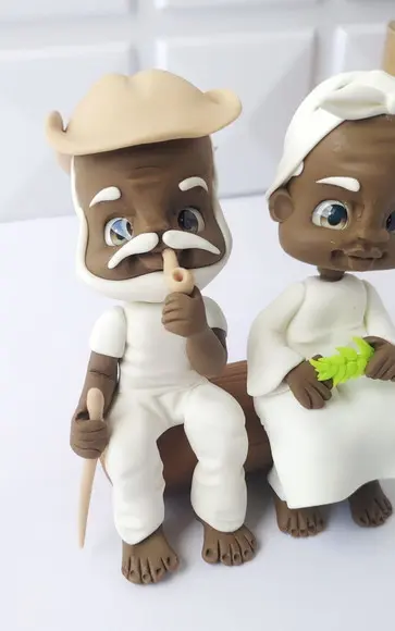 Casal de Pretos Velhos em Biscuit