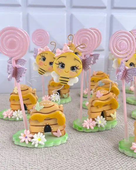 Lembrancinha Abelhinha Porta Recado em Biscuit Tema Jardim