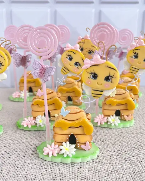 Lembrancinha Abelhinha Porta Recado em Biscuit Tema Jardim