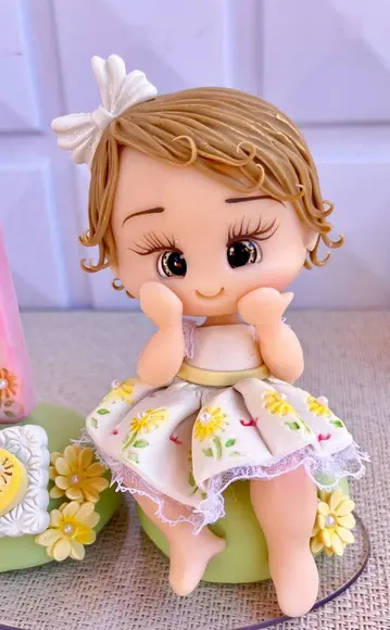 Topo de Bolo 1 Ano Personalizado Menina Margaridas Girassol