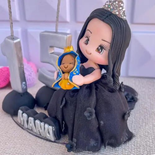Topo de Bolo 15 Anos Personalizado com Nossa Senhora
