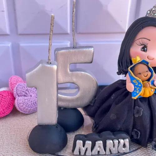 Topo de Bolo 15 Anos Personalizado com Nossa Senhora