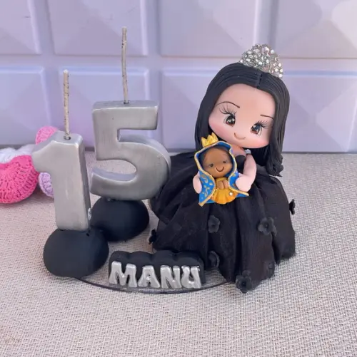 Topo de Bolo 15 Anos Personalizado com Nossa Senhora
