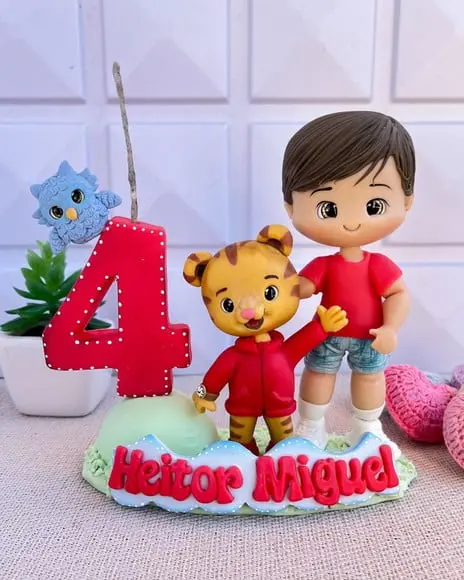 Topo de Bolo Daniel Tigre Biscuit Luxo Nome Idade