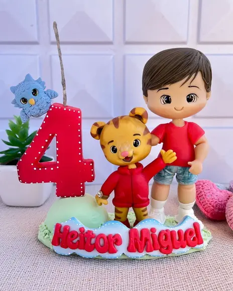 Topo de Bolo Daniel Tigre Biscuit Luxo Nome Idade