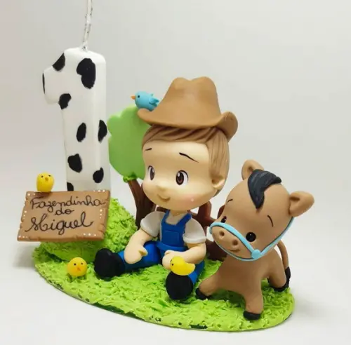 Topo de Bolo Fazendinha de Biscuit