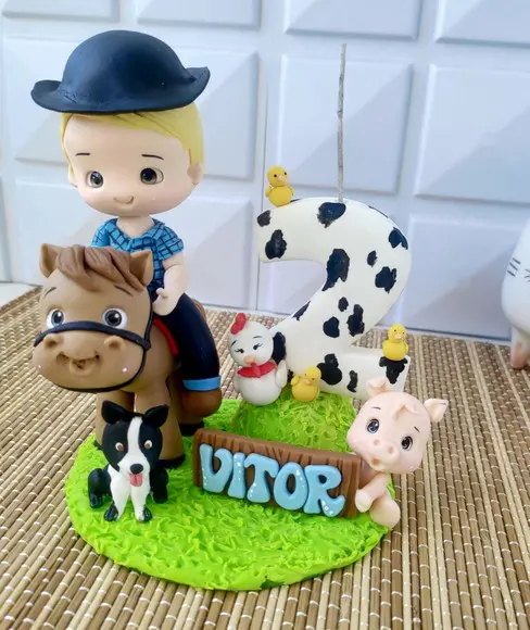 Topo de Bolo Fazendinha/cowboy
