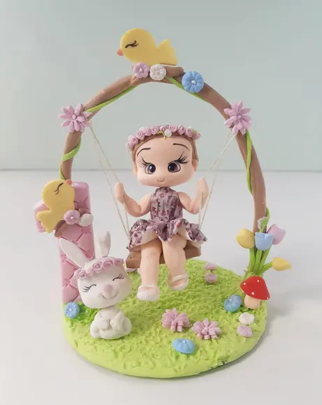 Topo de Bolo Menina no Balanço