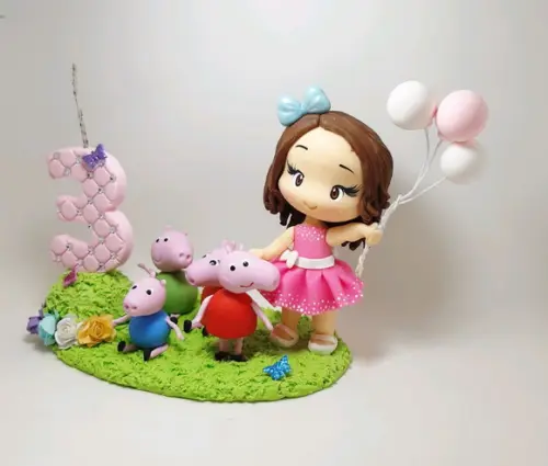 Topo de Bolo Menina Porquinha