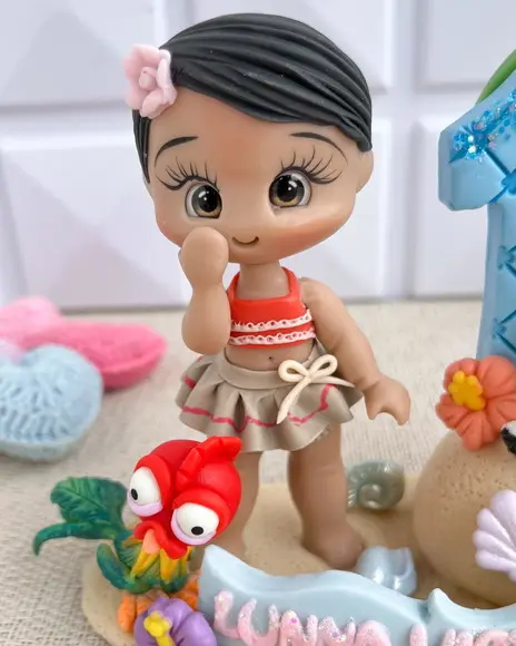 Topo de Bolo Moana em Biscuit Personalizado