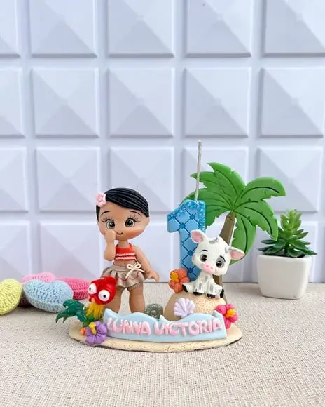 Topo de Bolo Moana em Biscuit Personalizado