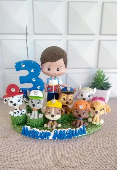 Topo de Bolo Patrulha Canina Personalizado com Nome e Idade