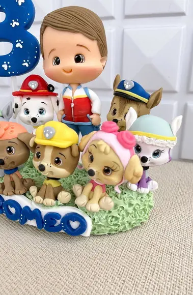 Topo de Bolo Patrulha Canina Biscuit Personalizado com Nome