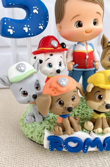 Topo de Bolo Patrulha Canina Biscuit Personalizado com Nome