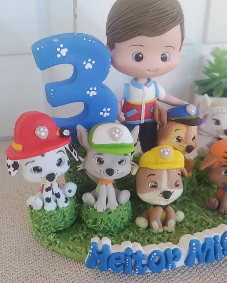 Topo de Bolo Patrulha Canina Personalizado com Nome e Idade