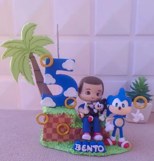 Topo de Bolo Personalizado  Tema Sonic