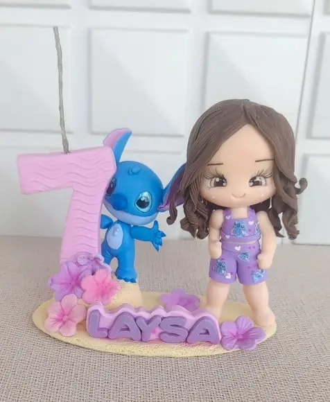 Topo de Bolo Personalizado do Stitch