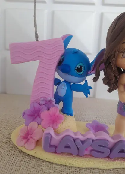 Topo de Bolo Personalizado do Stitch