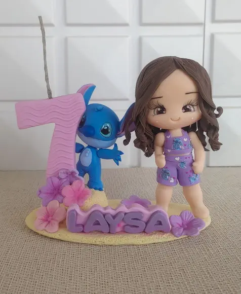 Topo de Bolo Personalizado do Stitch