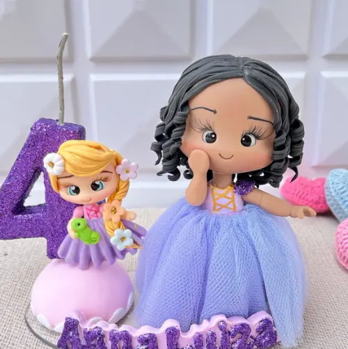 Topo de Bolo Princesa Rapunzel em Biscuit