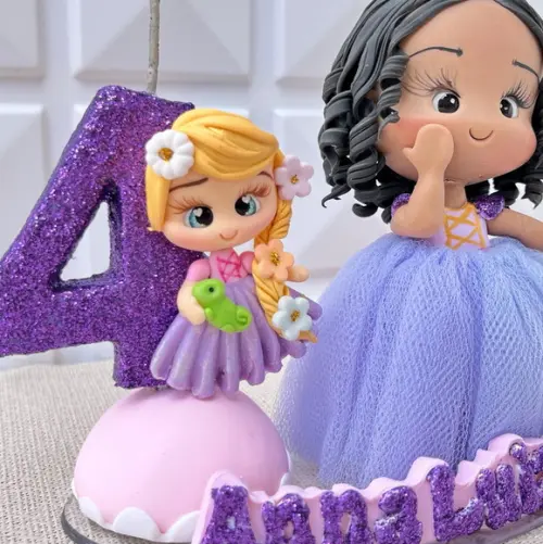 Topo de Bolo Princesa Rapunzel em Biscuit