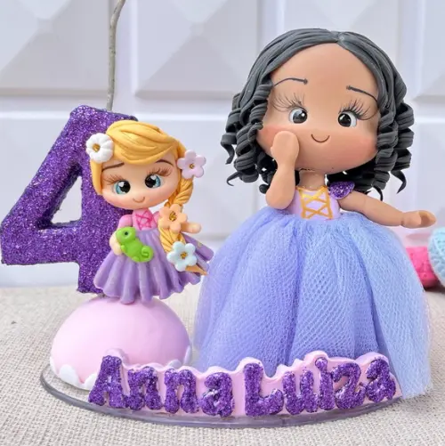 Topo de Bolo Princesa Rapunzel em Biscuit