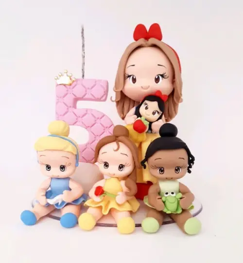 Topo de Bolo Princesas em Biscuit