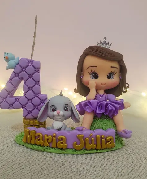 Topo de Bolo Princesinha Sofia em Biscuit