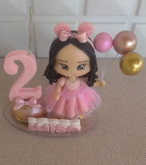 Topo de Bolo Ratinha Rosa