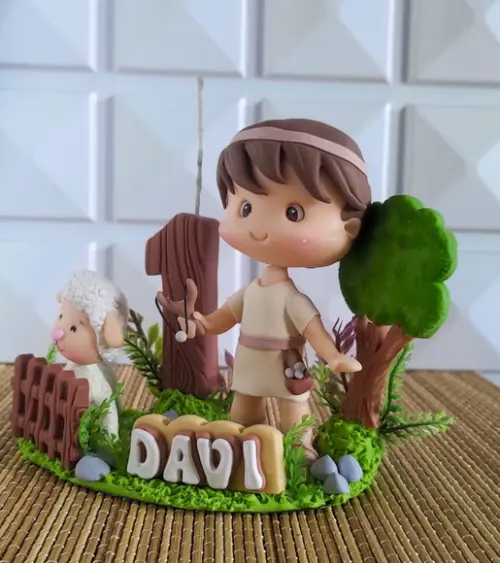 Topo de Bolo Rei Davi em Biscuit