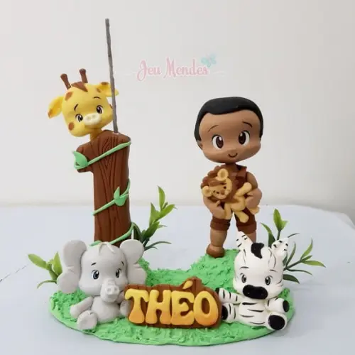 Topo de Bolo Safari em Biscuit