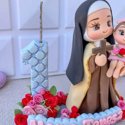 Topo de Bolo Santa Teresinha com Criança Personalizada