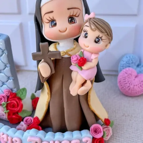 Topo de Bolo Santa Teresinha com Criança Personalizada