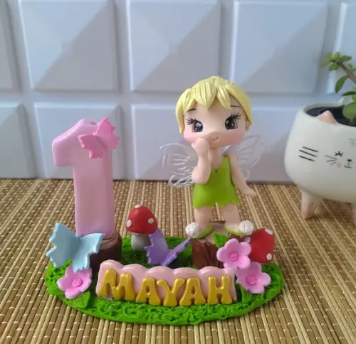 Topo de Bolo Sininho/tinkerbel em Biscuit