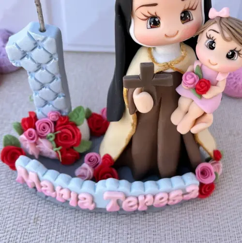 Topo de Bolo Santa Teresinha com Criança Personalizada
