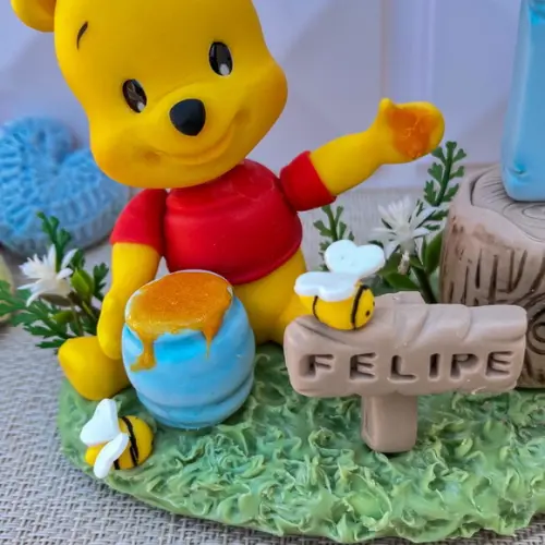 Topo de Bolo Ursinho Pooh em Biscuit