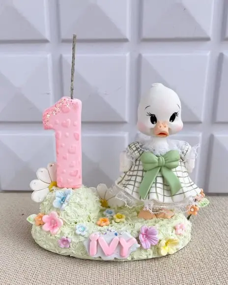 Topo de Bolo Vela Patinha Biscuit Personalizado Luxo