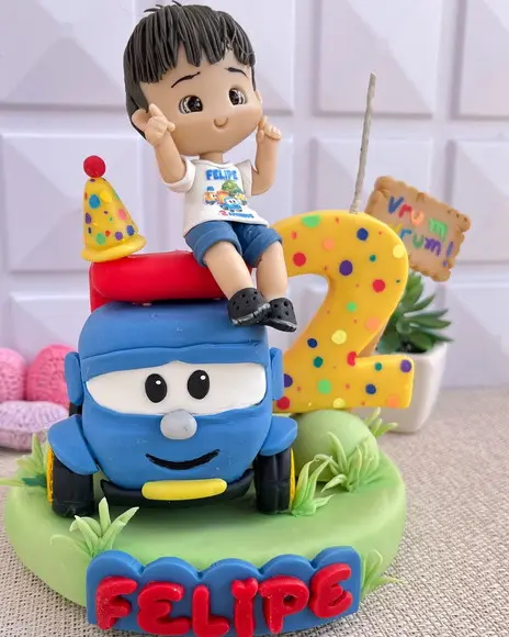 Topo Léo Caminhão Biscuit Personalizado Nome Idade